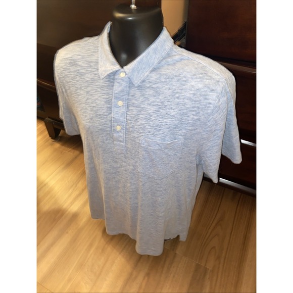 FAHERTY BRAND Mens Blue Short Sleeve Polo Shirt Size Large - Picture 2 of 6